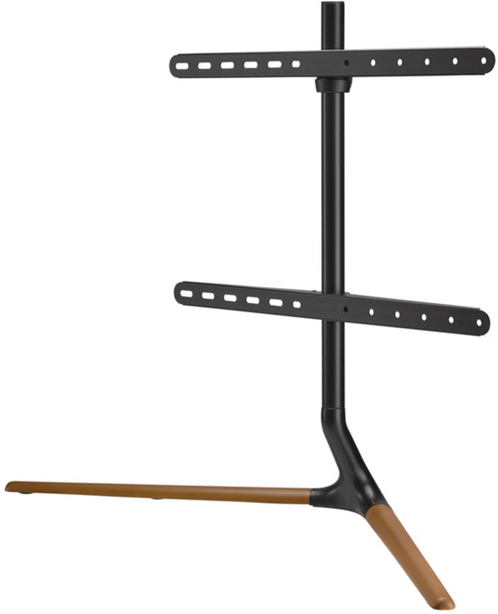 Wolff Mount Design TV-voet 49–70 inch – Draaibaar tot 140° – VESA Max 600x400 – Aluminium & Massief Hout – Stabiele V-Vorm