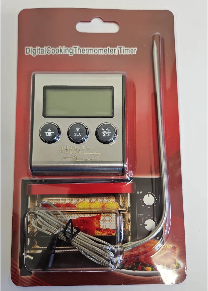 Qualitychefs digitale kernthermometer met timer en alarmfunctie — cadeau in Kookcadeaus - foto 2