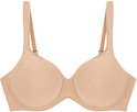 Beige bh met verticale strepen op de cups en bredere bandjes.