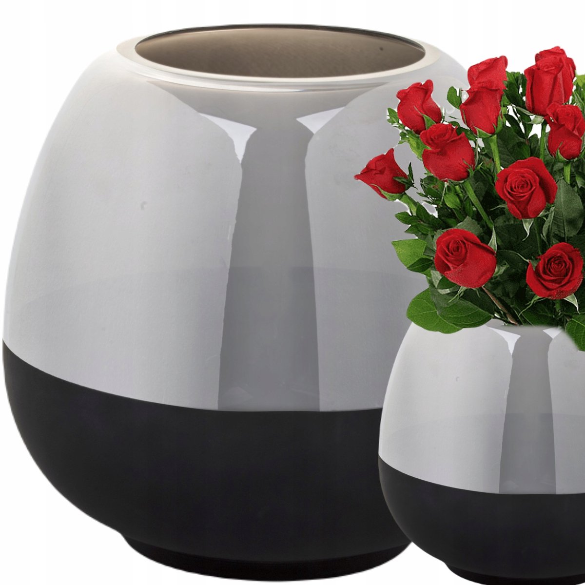 Markless Glazen Vaas Globe Zwart Grijs Glamour Modern Elegant