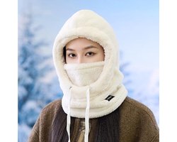 Fietsmuts - Winter winddichte sneeuwmuts voor dames - Nekwarmer/masker voor buitensporten - Fleece muts uit één stuk - Winddicht wintergezichtsmasker - Unisex - Fleece skimasker - Warme sjaal - Voor koud weer - Wit