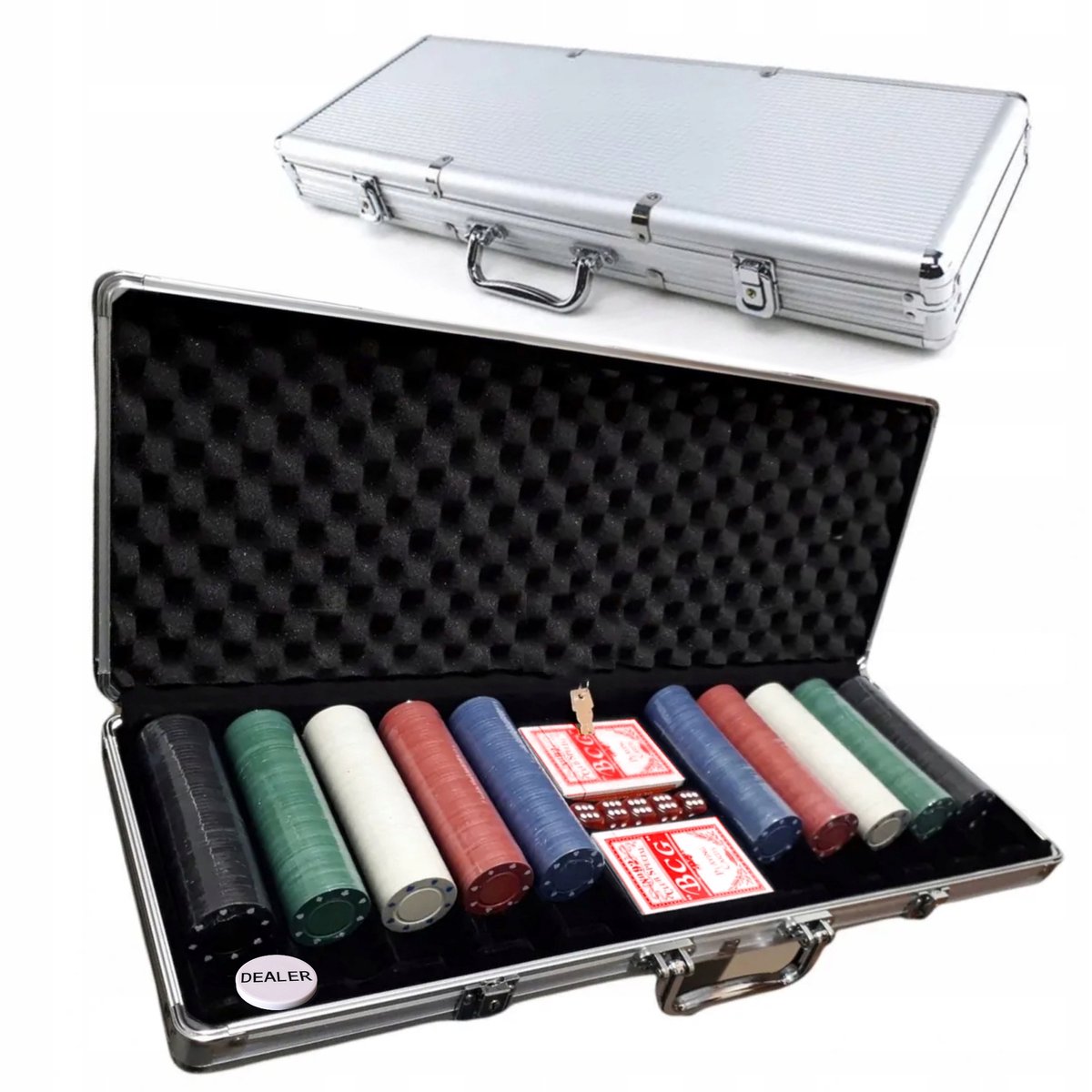 Professionele Poker Set XXL 500 Chips in Aluminium Koffer met Sleutel