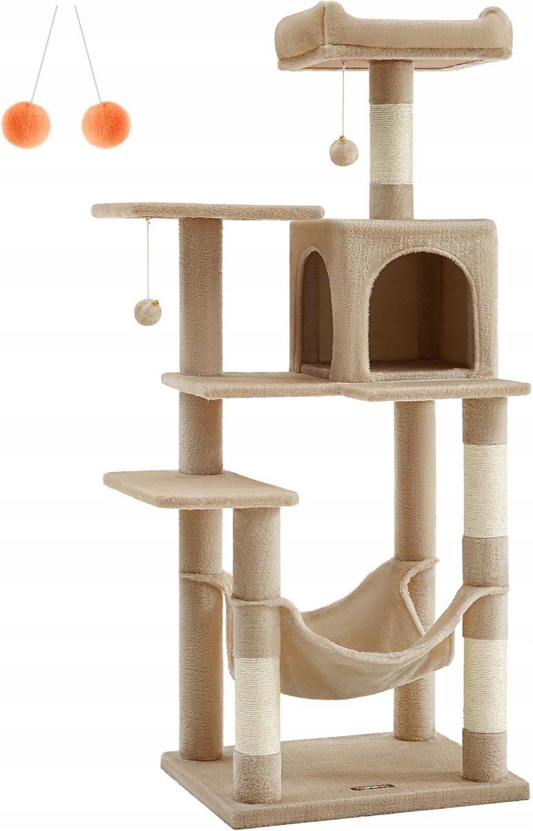 Feandrea Kattentoren met Krabpaal, Hammat en Speeltjes - Beige