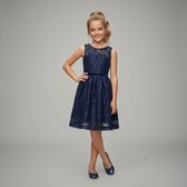 La V Elegante kant jurk met mouwloze Donkerblauw 170