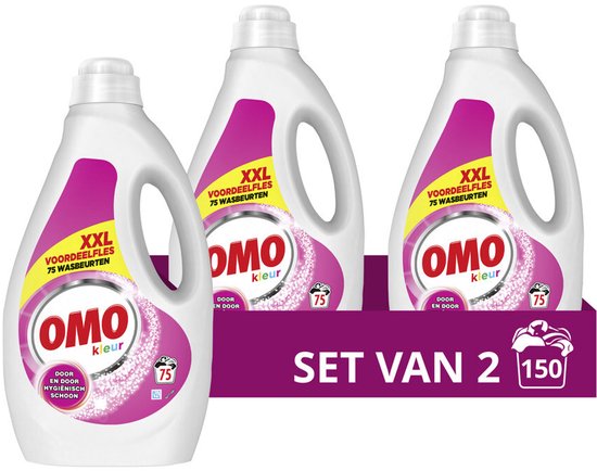 OMO Vloeibaar Wasmiddel Kleur 75 Wasbeurten - 2 x 3750 ml - Voordeelverpakking