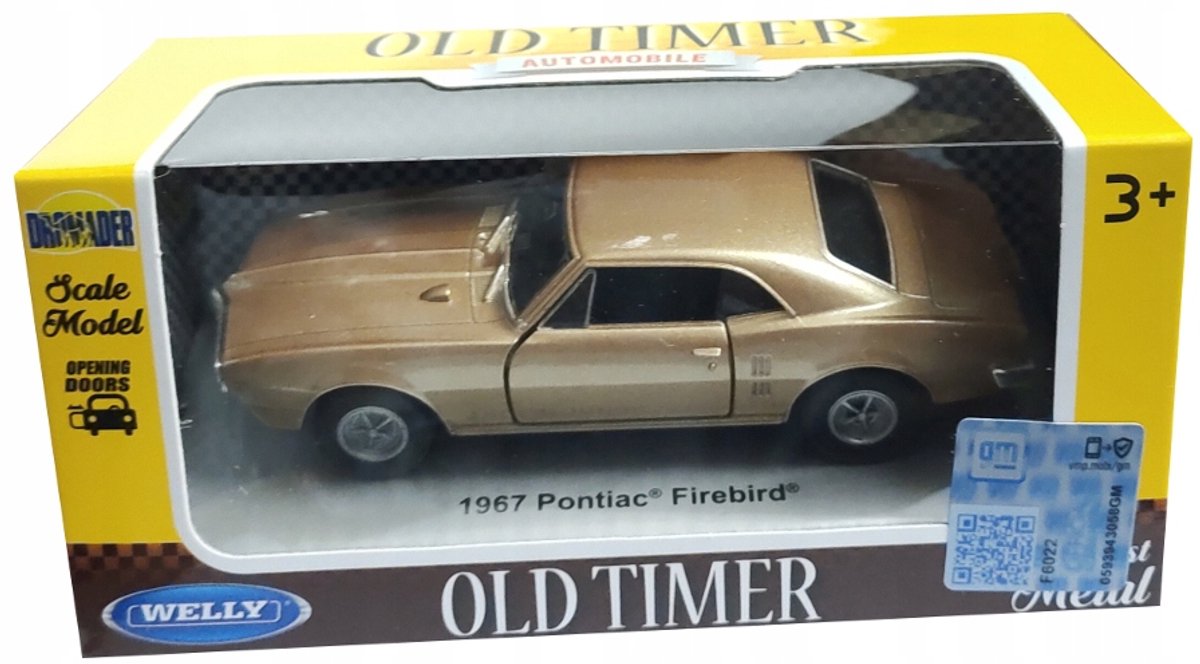 Welly 1967 Pontiac Firebird metalen modelauto, Schaal 1:34-1:39