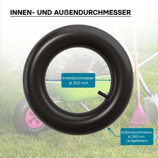 Binnenband 3.50-8 voor kleine band - 200 mm / 365 mm - TR13 recht ventiel - max. draagvermogen 130 kg - voor kruiwagen trolley handkar scooter — afbeelding 4
