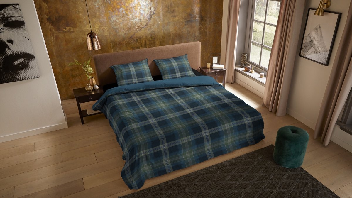 Pure dekbedovertrek geruite print - Lits jumeaux 240x200/220 cm - Multi - Microvezel