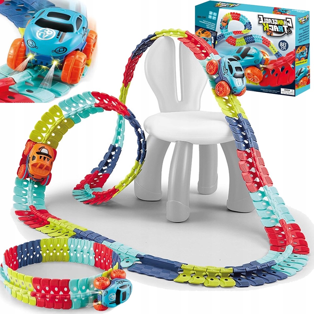 Flexibele Racebaan XXL 3,2m met LED Auto - 138 Delen