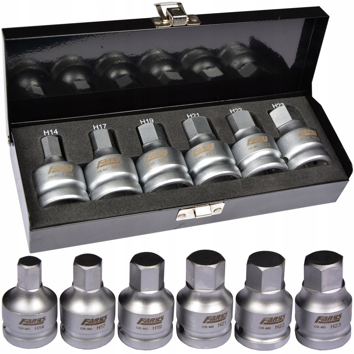 Farys Inbusdoppenset 3/4" 14-23 mm 6-delig Metaal