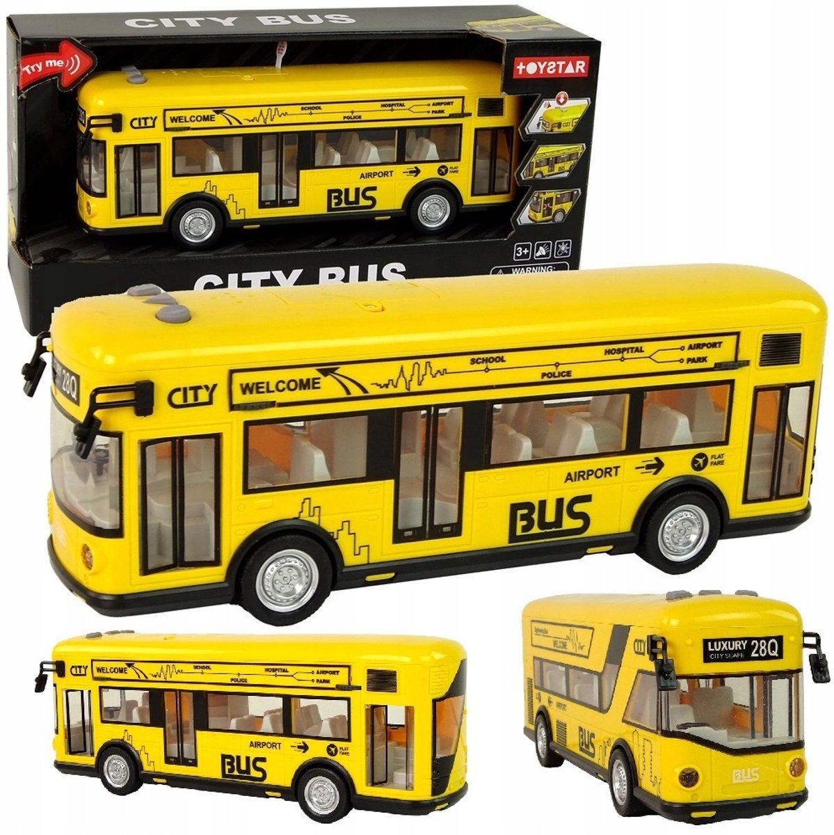 Stadsbus Speelgoed met Geluid & Licht, Frictie Aandrijving
