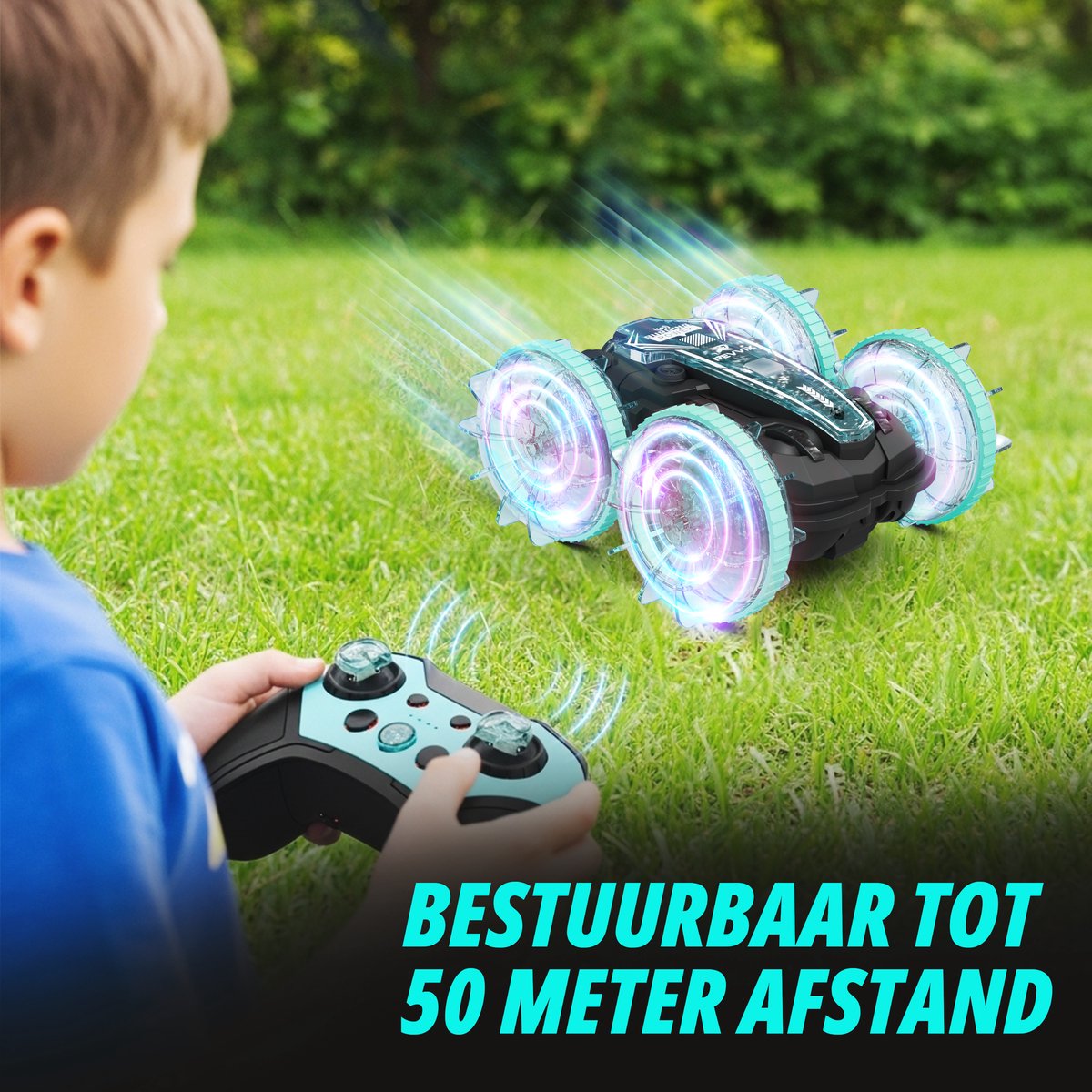 Revvix Bestuurbare Auto All-Terrain - RC Auto met 2 Accu's - Waterdicht - Speelgoed Auto Jongens - Buitenspeelgoed - Race Car/Boot Land & Water - Radiografisch — afbeelding 9