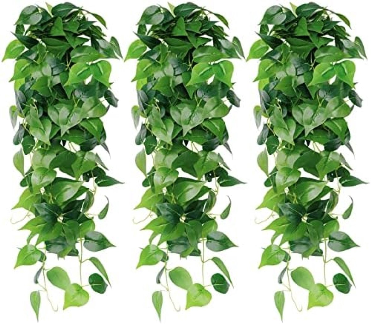 PromoHome Kunstmatige Hangplanten Set van 3 - 100 cm Lange Nep Klimop Planten voor Binnen en Buiten - Muur Decoratie voor Huis, Kamer, Bruiloft en Feest Groen-3