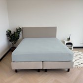 Kayori Emma Hoeslaken Katoensatijn - 180x200cm - Matrasdikte 35cm - Rondom Elastiek - Lichtblauw