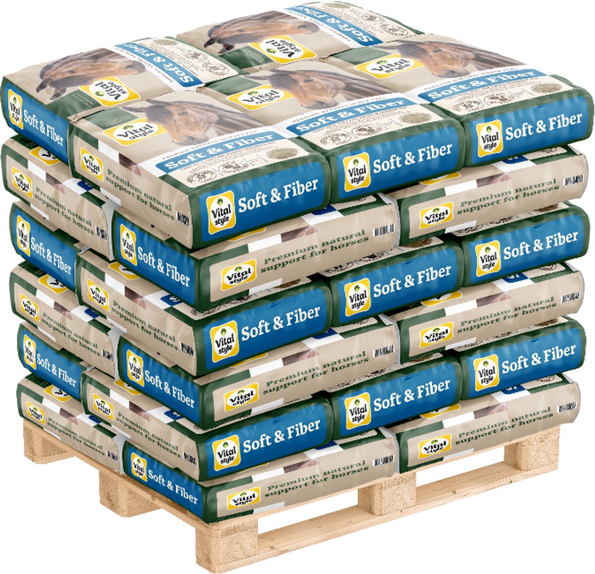 Vitalstyle RuwvoerMix Soft & Fiber - Paardenvoer - Graan- & Glutenvrij - Stimuleert kauwen En Ondersteunt De Spijsvertering - Pallet - 24 x 15 kg