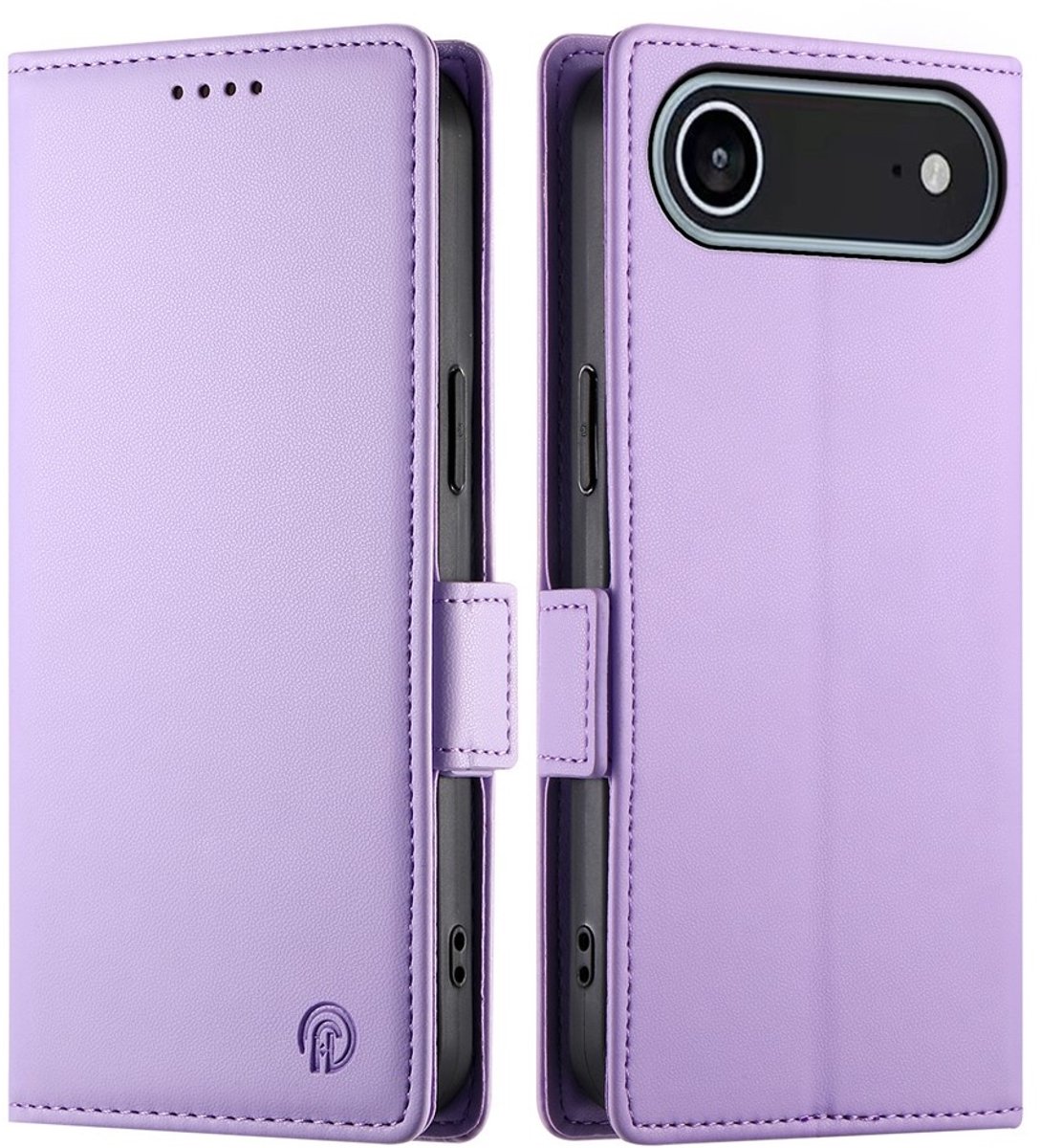 Lunso Geschikt voor iPhone 17 Air hoesje - PU leren Bookcase met ruimte voor pasjes - Lila