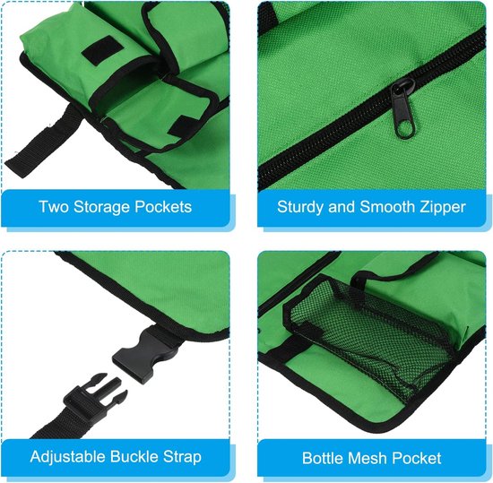 Stoel Armleuning Organisator - 33*33cm - Groen - Met 4 Zakken - 600D Oxford-doek - Hangende organizer - Snackzak - Voor Buiten Opvouwbare Campingstoel en Strandstoel - Waterdicht - Schoudertas — afbeelding 2