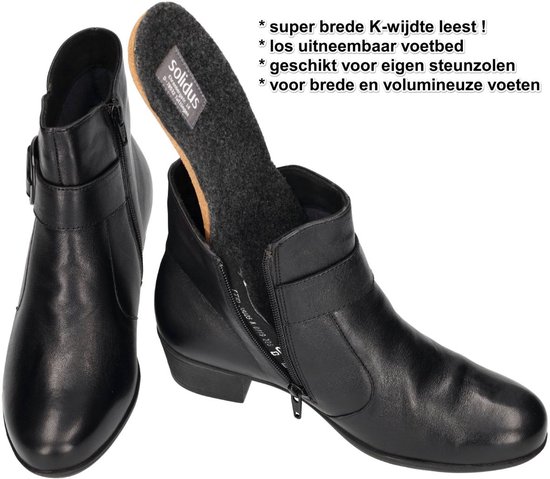 Solidus -Dames - zwart - enkellaarzen - maat 40.5