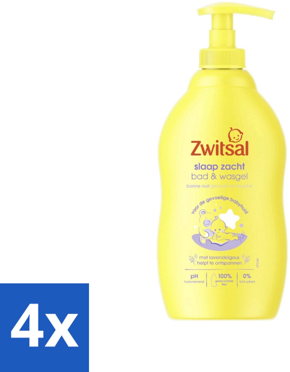 Image of 4 x Zwitsal Bad- en Wasgel Slaap Zacht 400 ml - Babybad - Babywasgel - Lavendelgeur - Gevoelige Babyhuid - Zwitsal