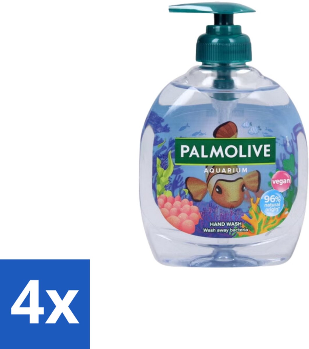 4 x Palmolive Handzeep Aquarium 300 ml - Handzeep - Natuurlijke Ingrediënten - Vegan - PH-neutraal - Zachte Reiniging