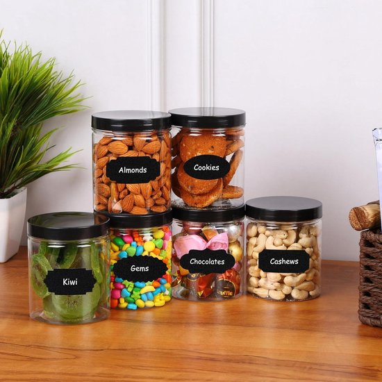 Opslagpotten Set van 12 - Doorzichtig Plastic met Deksel, Labels & Pen ...