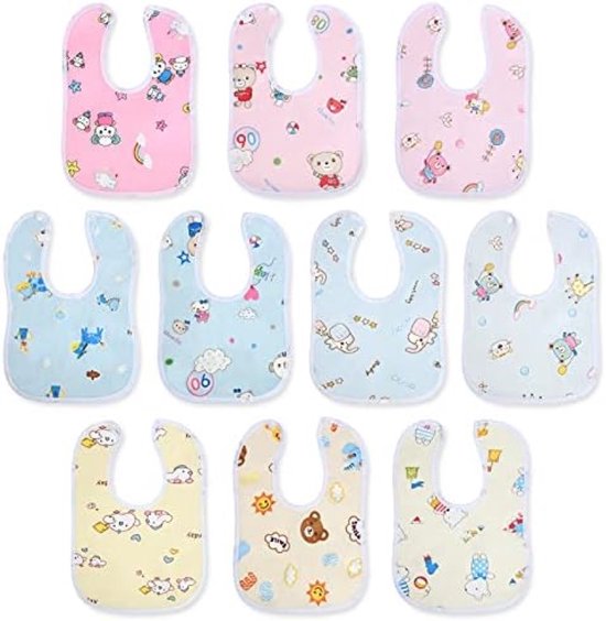Susurration 6 stuks babyslabbetjes van chiffon, vierkant, verstelbaar, uniseks, voor baby's, meisjes en jongens, Gouden bel, Eén maat