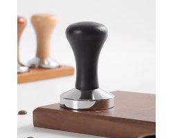 Koffietamper - S - diameter 49 MM - lengte 8,8 cm - koffietamper - ergonomisch stalen koffiepoedergereedschap - met houten handvat - geschikt voor thuis of op kantoor - tamper - solide koffietamper