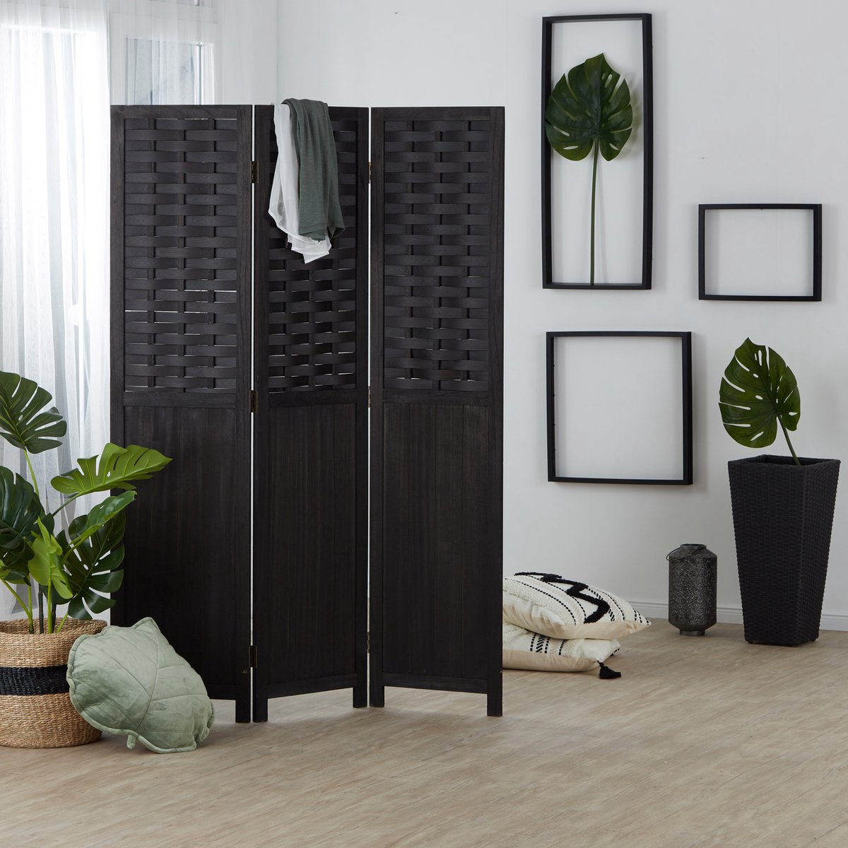 Homestyle4u Kamerscherm - 120x170 cm - Zwart - 3-delig
