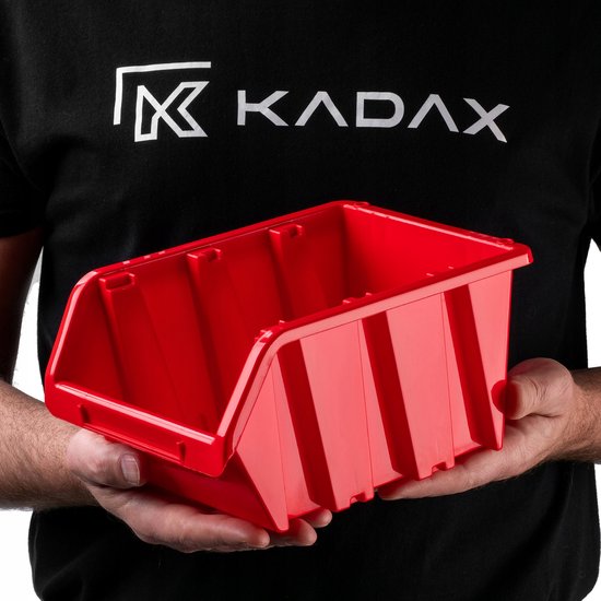 Caisse empilable d'atelier KADAX, caisse empilable en plastique PP, boîte de rangement de différentes tailles, boîtes de rangement pour murs d'outils, boîte de rangement, boîte de tri (rouge, 50 pièces, 230 x 160 mm)