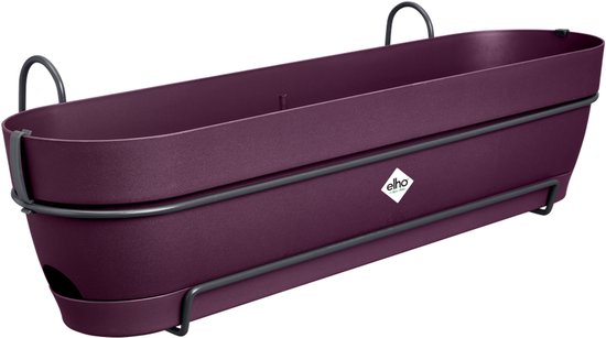Elho Vibia Campana Balkonbak Allin1 70 - Plantenbak voor Balkon - Ø 70.4 x H 17.7 cm - Esdoorn paars