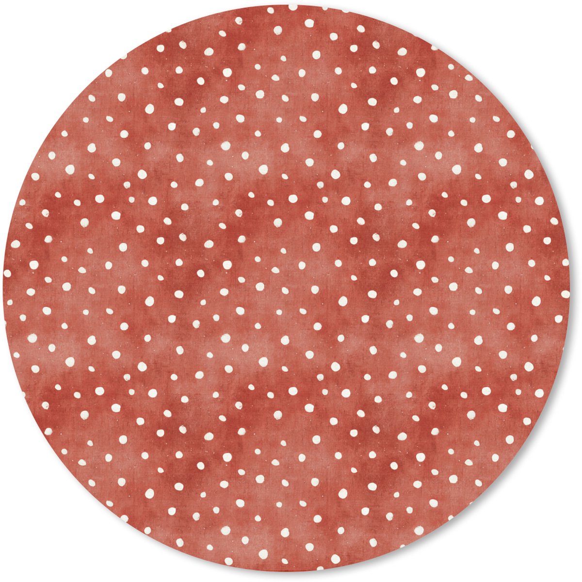 Muismat rond 40x40 cm - Mousepad Patroon - Stippen - Rood - Wit - Ronde muismatten