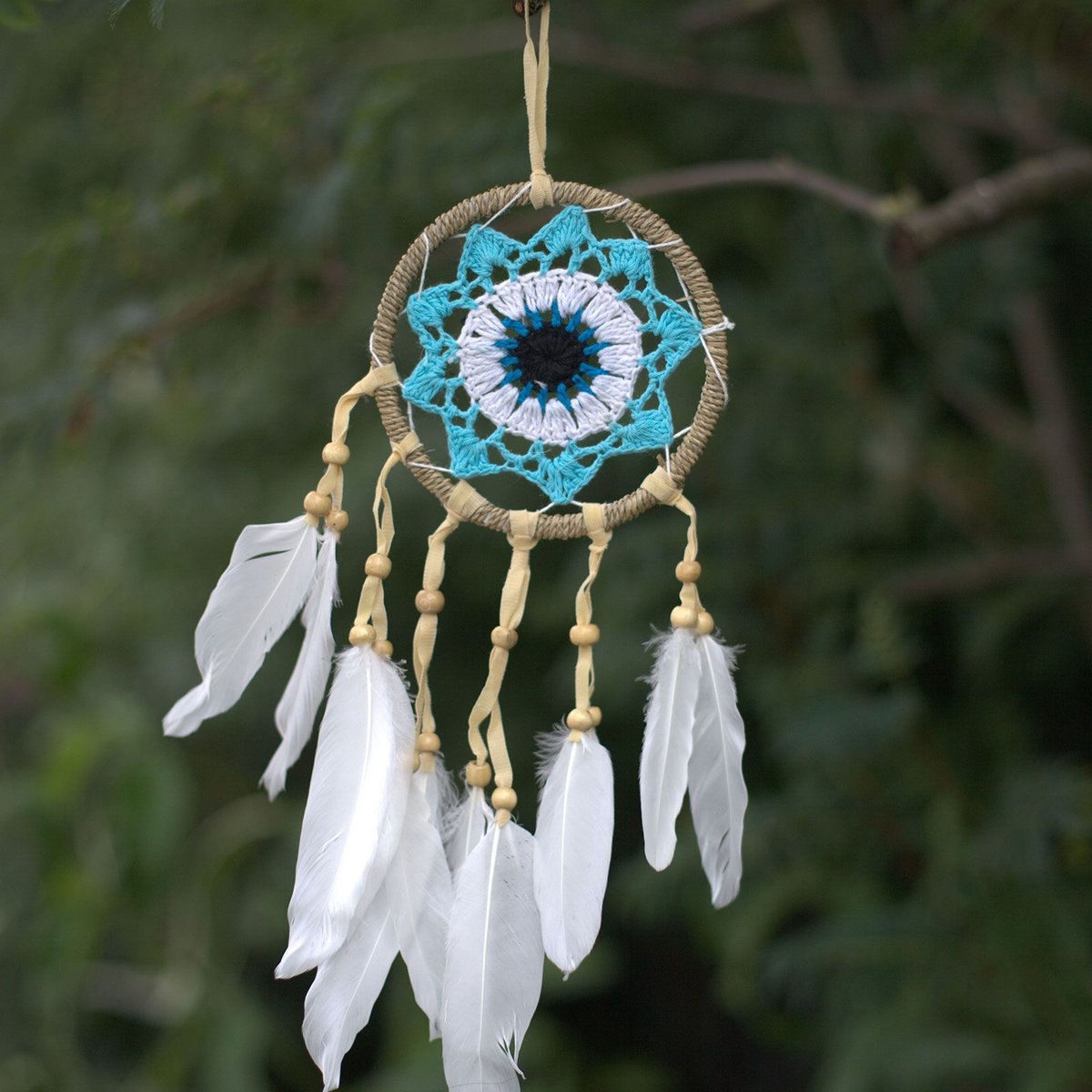 Bali Macramé Dromenvanger - Handgemaakt - Pastel Blauw - 12cm
