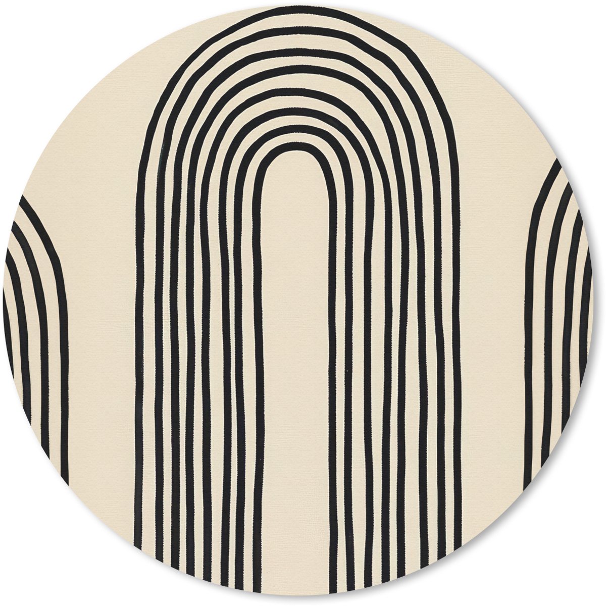 Muismat rond 40x40 cm - Mousepad Boogvormen - Zwart - Strak - Ronde muismatten