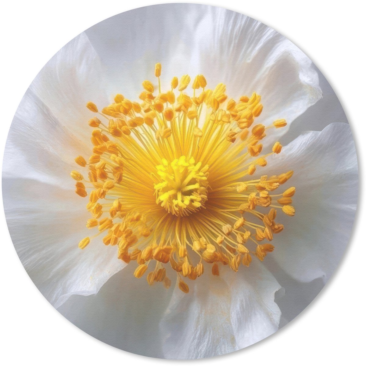 Muismat rond 20x20 cm - Mousepad Wit - Bloem - Elegant - Ronde muismatten