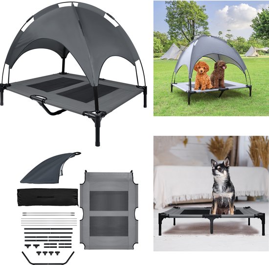 FIVMEN Hondenbed met baldakijn Hondenligplaats Outdoor 2 in 1 Huisdierenbed Hondenbank Verhoogd Kattenligplaats Kattenbed voor Katten en Kleine Grote Honden, 76x76x61cm FIVMEN Hondenbed met baldakijn Hondenligplaats Outdoor 2 in 1 Huisdierenbed Hondenbank Verhoogd Kattenligplaats Kattenbed voor Katten en Kleine Grote Honden, 76x76x61cm