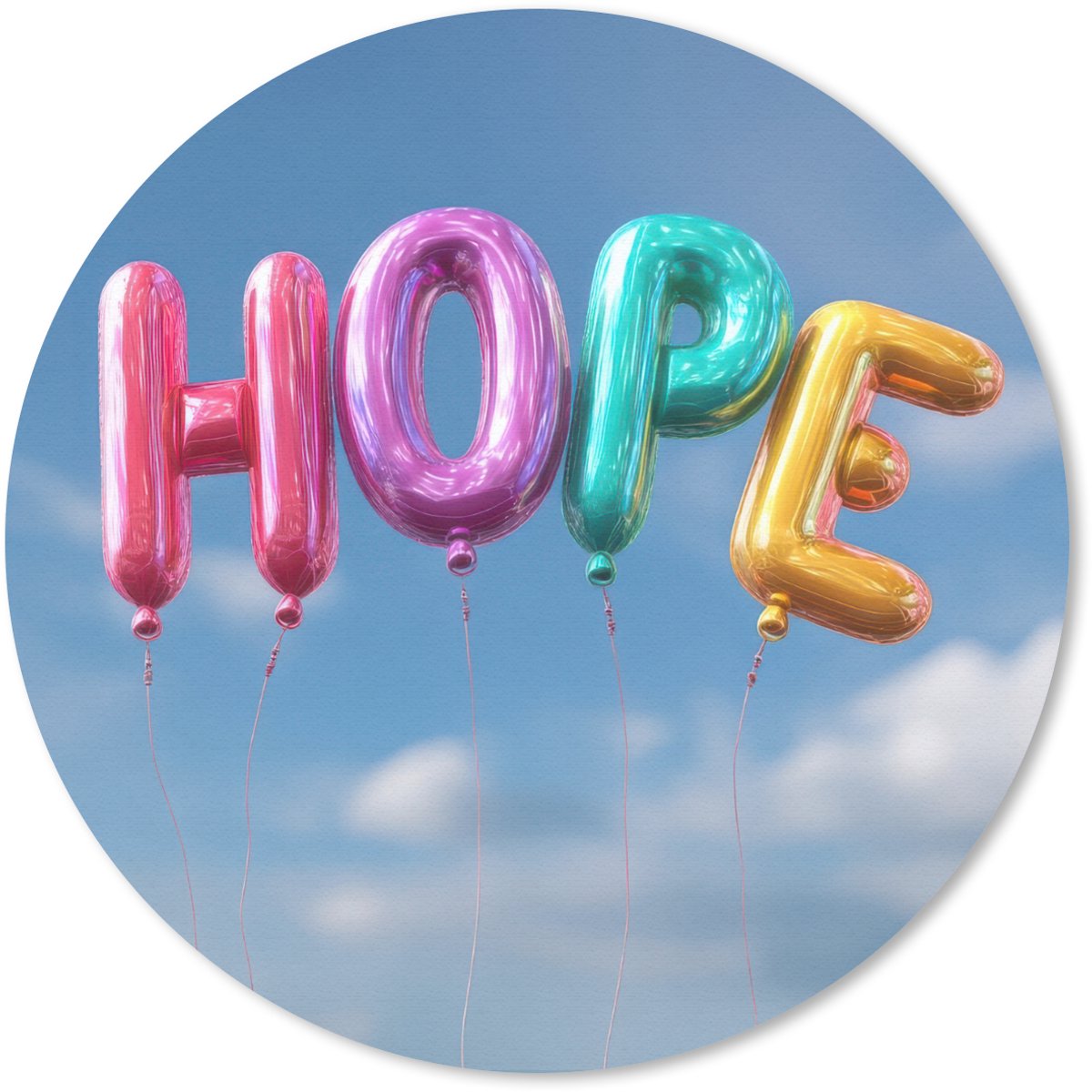 Muismat rond 20x20 cm - Mousepad Ballonen - Lucht - Hope - Ronde muismatten