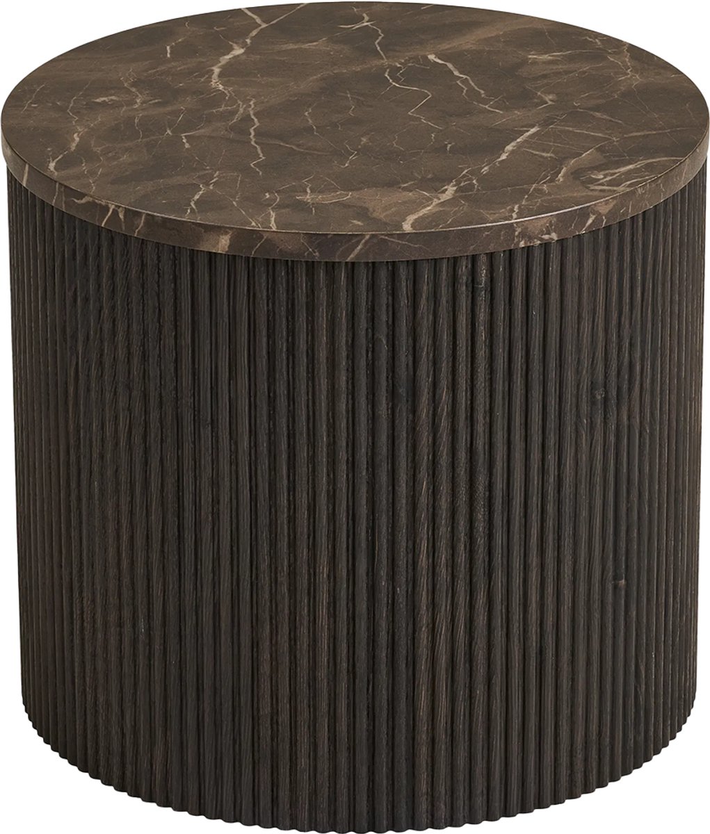 Artichok Babette Bijzettafel Donkerbruin Marmer - Rond - Ø 45 cm