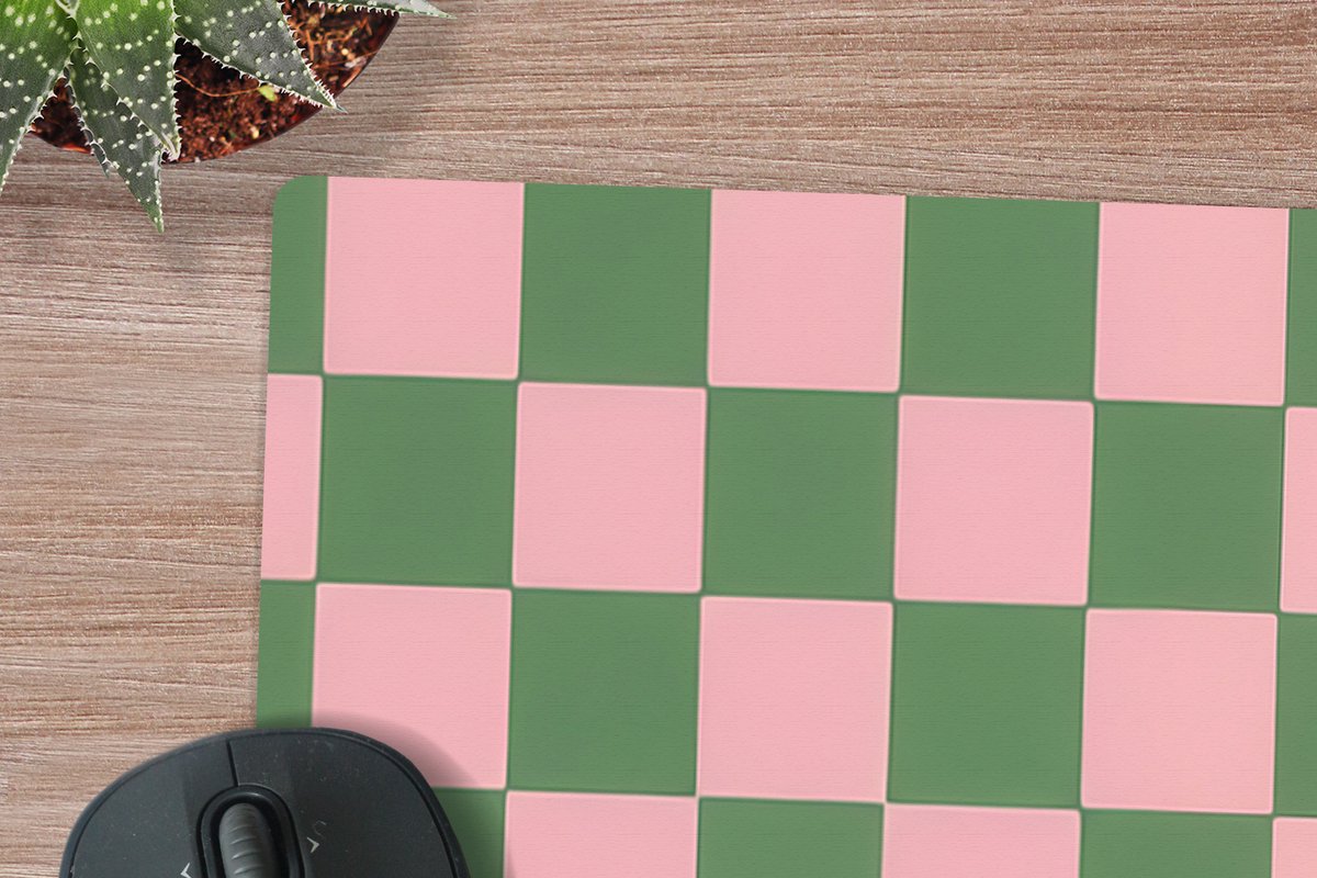 Muismat XXL 90x60 cm - Bureau onderlegger - Bureau mat Sushi - Bord - Geblokt - Groen - Bureaumat - Gaming mousepad xl - Bureaulegger groot - Computer deskmat
