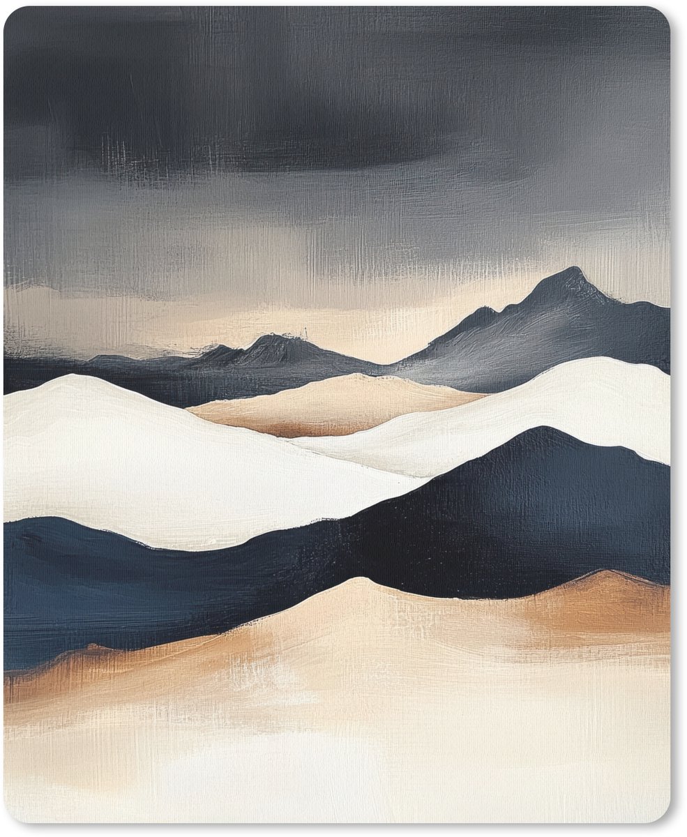 Muismat 19x23 cm - Mousepad Bergen - Donkerblauw - Landschap - Muismatten