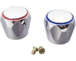 Warme en koude kraanafdekking, 2 stuks kraanhendelknop kraanafdekkingen vervangende kopafdekkingen voor badkamer verchroomd rood en blauw voor lekkende kranen vervangende badkamer keuken wastafelkraan
