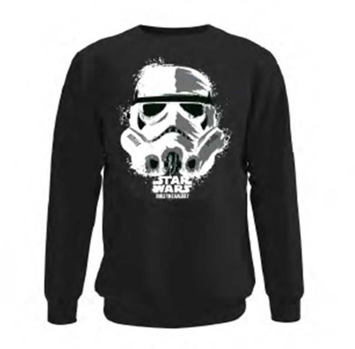 Star Wars - Stormtrooper Hoofd Zwart Heren Sweat met Ronde Kraag - L