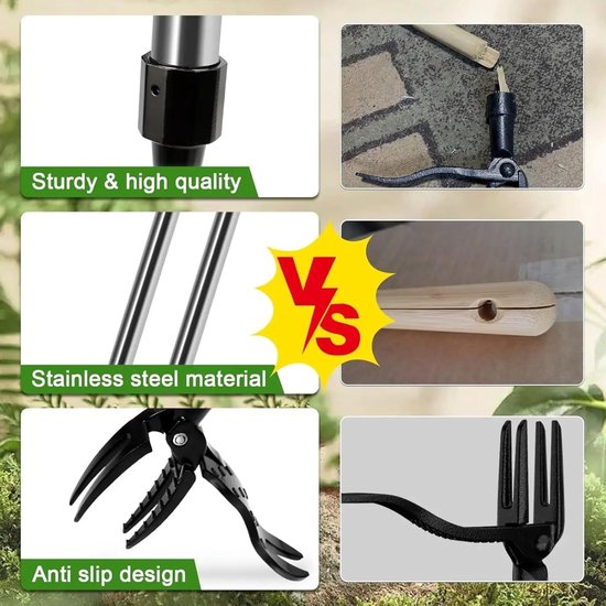 Vervanggereedschap voor de onkruidverwijderingskop, handmatig onkruidverwijderingsgereedschap, robuust verticaal ontwerp, geschikt voor binnentuinen, 4 stalen klauwen, verwijdert eenvoudig onkruid zonder te buigen of te trekken. van Merkloos	 — afbeelding 4
