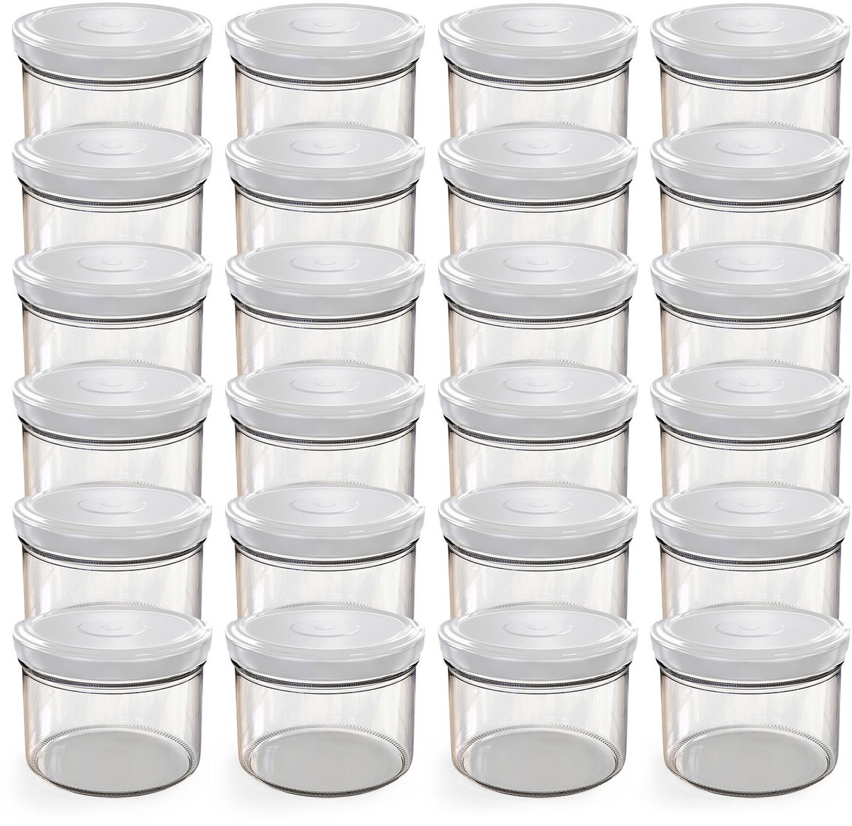 Oputec 24x 230ml inmaakpotten / voorraadpotten TO Ø 82 mm – glazen jampotten – metalen schroefdeksel wit – conservenpotten