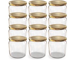 Oputec 12x 360ml inmaakpotten / voorraadpotten TO Ø 82 mm– glazen jampotten – metalen schroefdeksel goud – conservenpotten