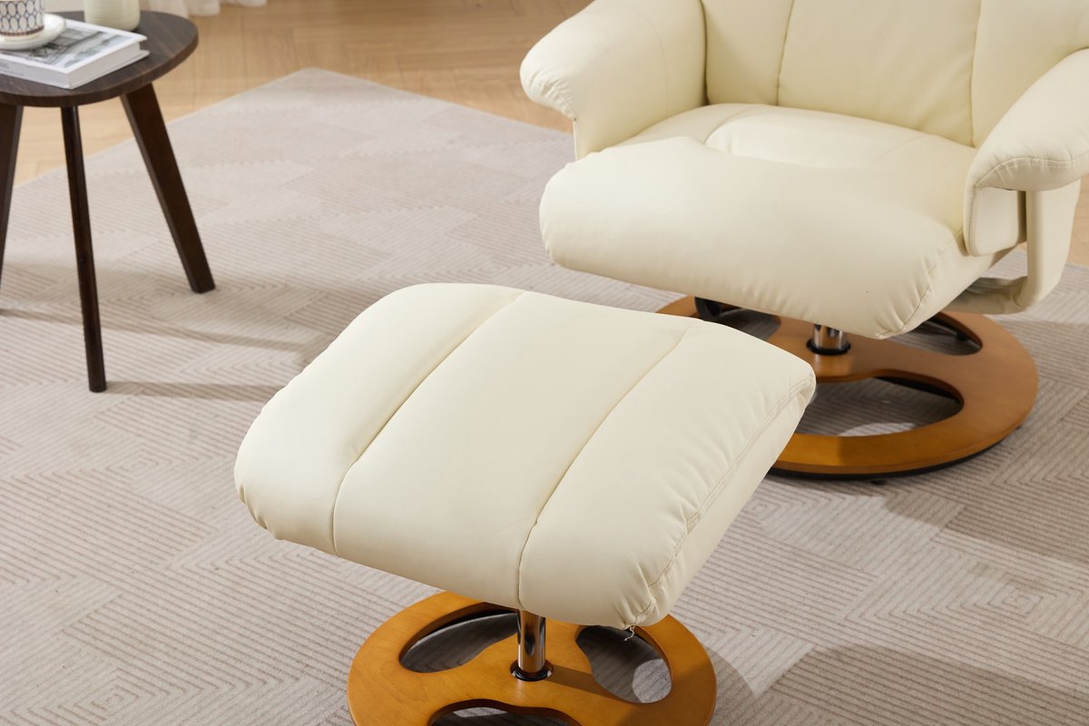 Afbeelding 3 van Sweiko Massagestoel 360° draaibaar met hocker Beige