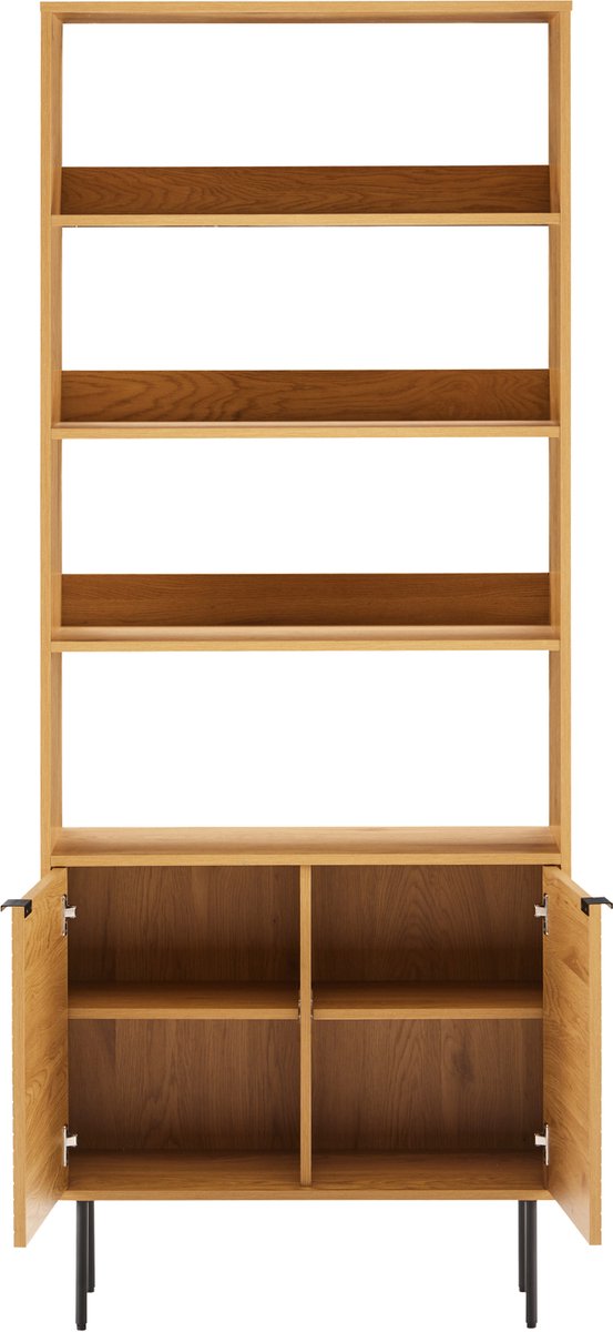 Houten boekenkast met 4 planken en 2 deuren STINNA