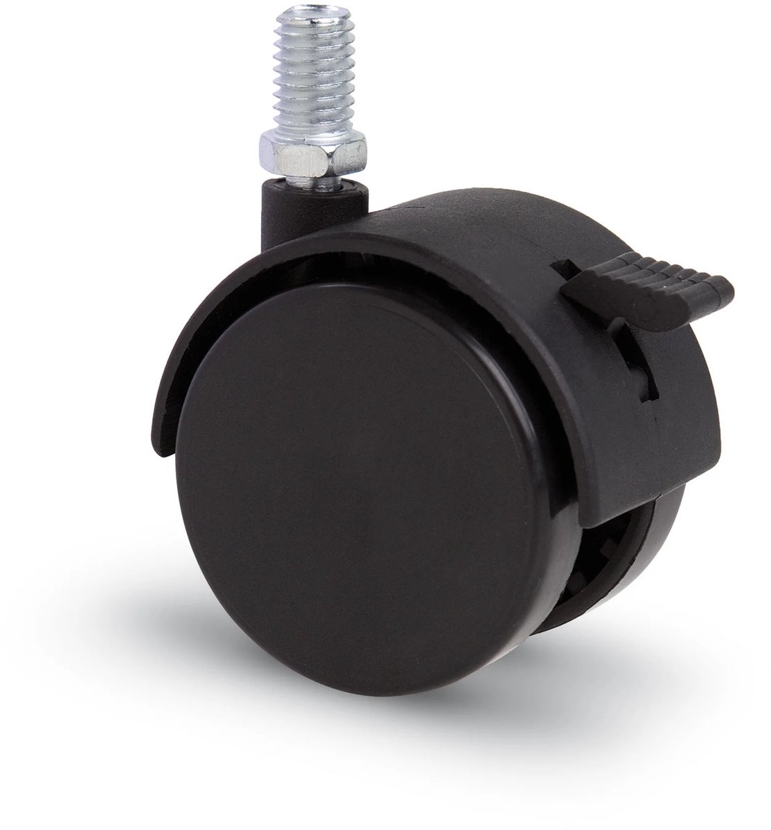 Meubelwiel met kap 50mm Nylon dubbel hard bout M10 geremd