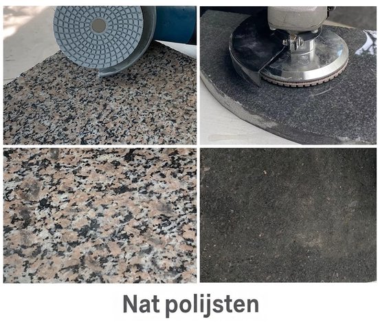 ZFE Diamantpolijstpads Set 9-delig 100mm - Voor Graniet, Marmer, Beton En Kwarts