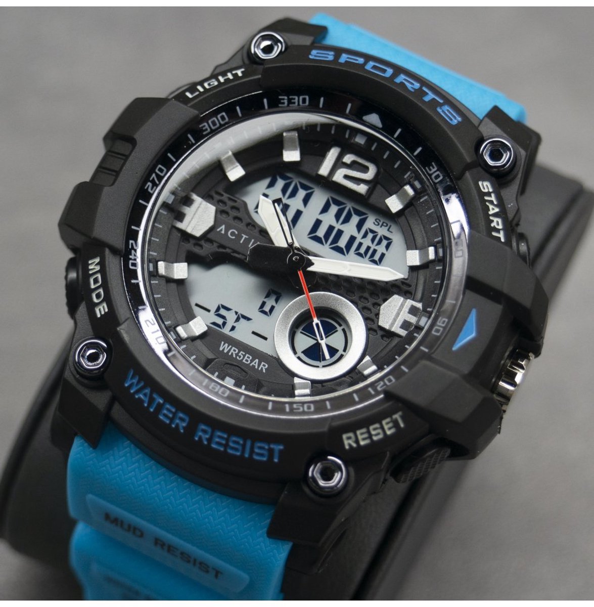 Activa x Invicta Digital ACW497-005 Heren Horloge - Waterdicht - Digitaal - Quartz Uurwerk - Plastic met zwarte Wijzerplaat - 54mm