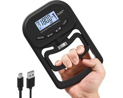 Grip trainer - 180kg - Elektronische handdynamometer - Digitale tester - Vingers kracht training - Hand trainer - Zwart